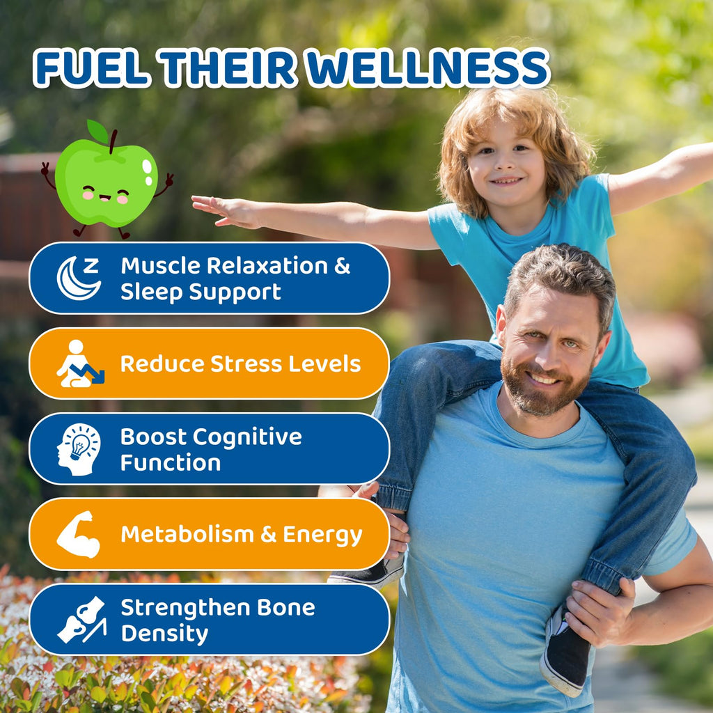Center-Filled Magnesium Gummies for Kids 300MG - Magnesium Glycinate Gummies with L-theanine, Omega-3, Vitamin B6, D for Kids & Adults, Supplement for Sleep, Calm & Muscle Relaxation - Apple & Kiwi - TrustMedUSA