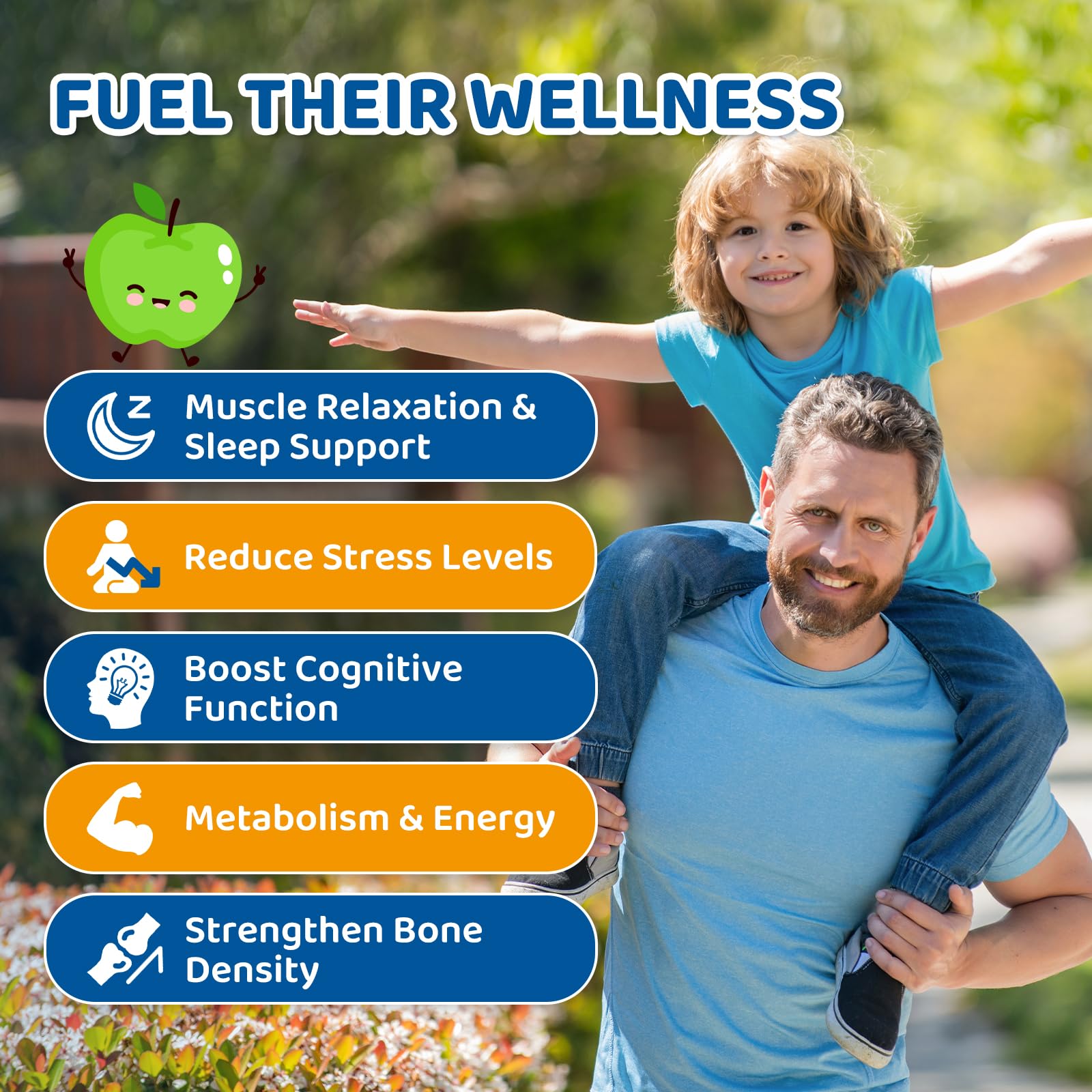 Center-Filled Magnesium Gummies for Kids 300MG - Magnesium Glycinate Gummies with L-theanine, Omega-3, Vitamin B6, D for Kids & Adults, Supplement for Sleep, Calm & Muscle Relaxation - Apple & Kiwi - TrustMedUSA
