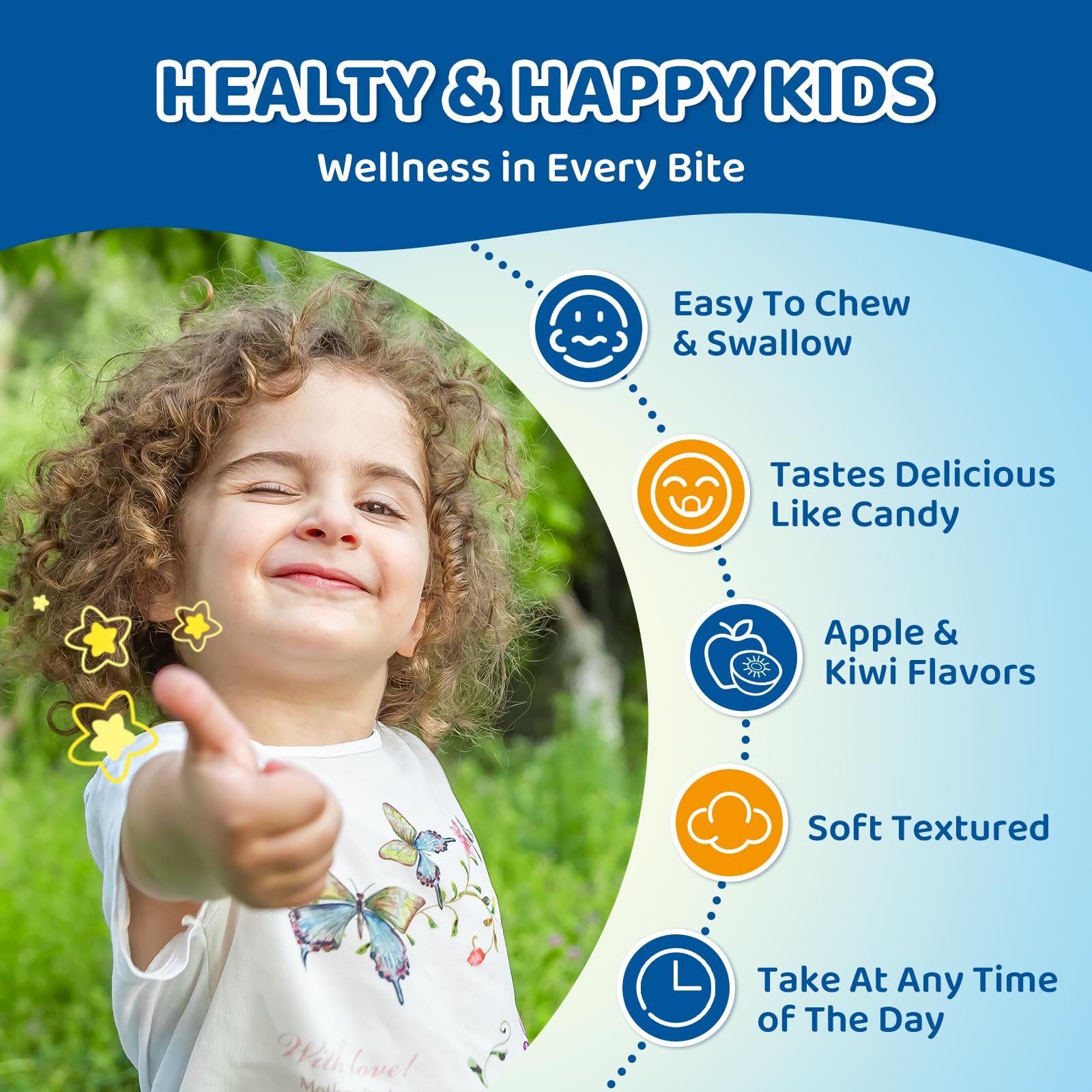 Center-Filled Magnesium Gummies for Kids 300MG - Magnesium Glycinate Gummies with L-theanine, Omega-3, Vitamin B6, D for Kids & Adults, Supplement for Sleep, Calm & Muscle Relaxation - Apple & Kiwi - TrustMedUSA