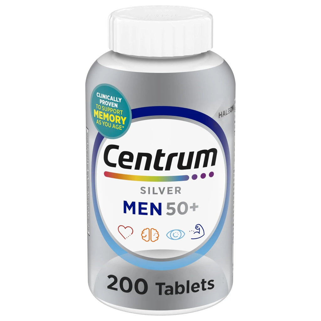 Centrum Silver Men's 50+ Multivitamin with Vitamin D3, B-Vitamins, Zinc for Memory and Cognition - 200 Tablets - TrustMedUSA