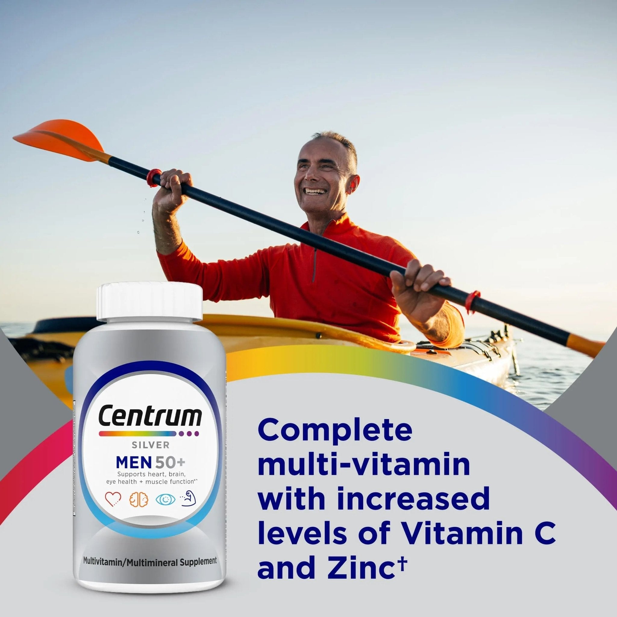 Centrum Silver Men's 50+ Multivitamin with Vitamin D3, B-Vitamins, Zinc for Memory and Cognition - 200 Tablets - TrustMedUSA