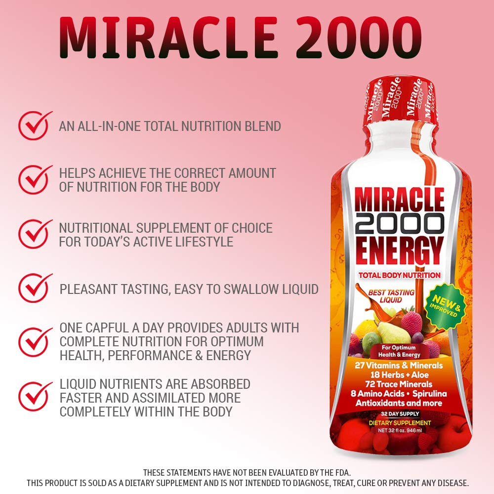 Century Systems - Miracle 2000, Complete Liquid Multivitamin and Mineral Supplement with Amino Acids and Antioxidants, 32 Ounces - TrustMedUSA