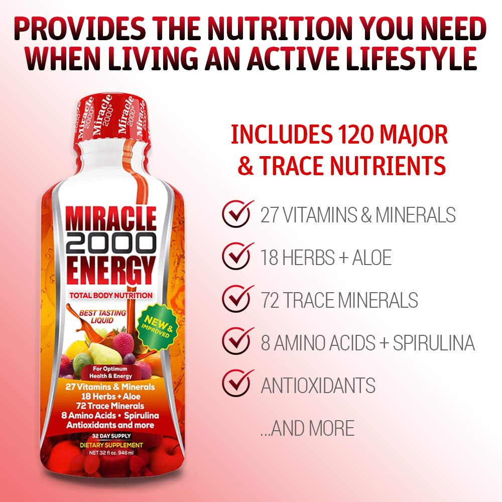 Century Systems - Miracle 2000, Complete Liquid Multivitamin and Mineral Supplement with Amino Acids and Antioxidants, 32 Ounces - TrustMedUSA