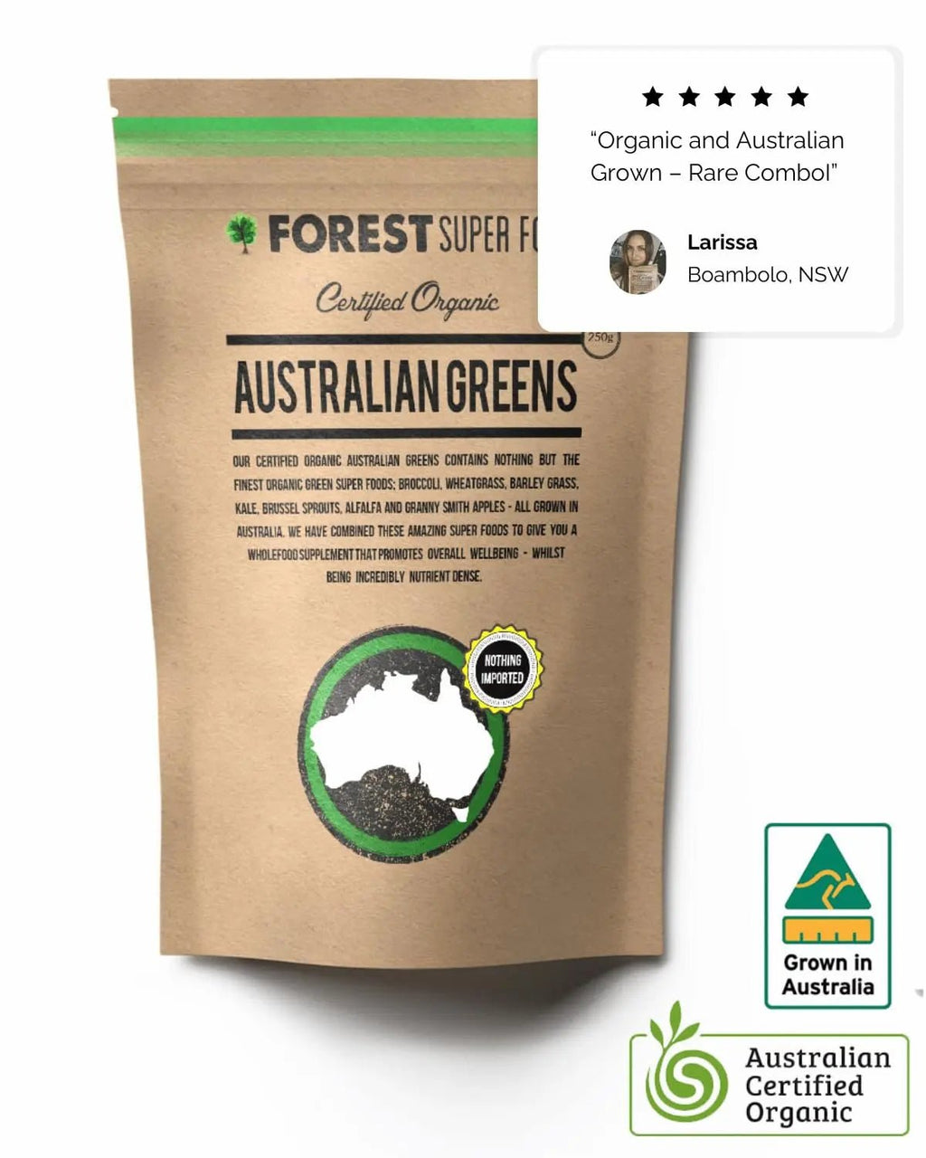 Certified Organic Australian Greens Whole Food Blend | 7 Incredible Whole Foods | No fillers or additives - TrustMedUSA