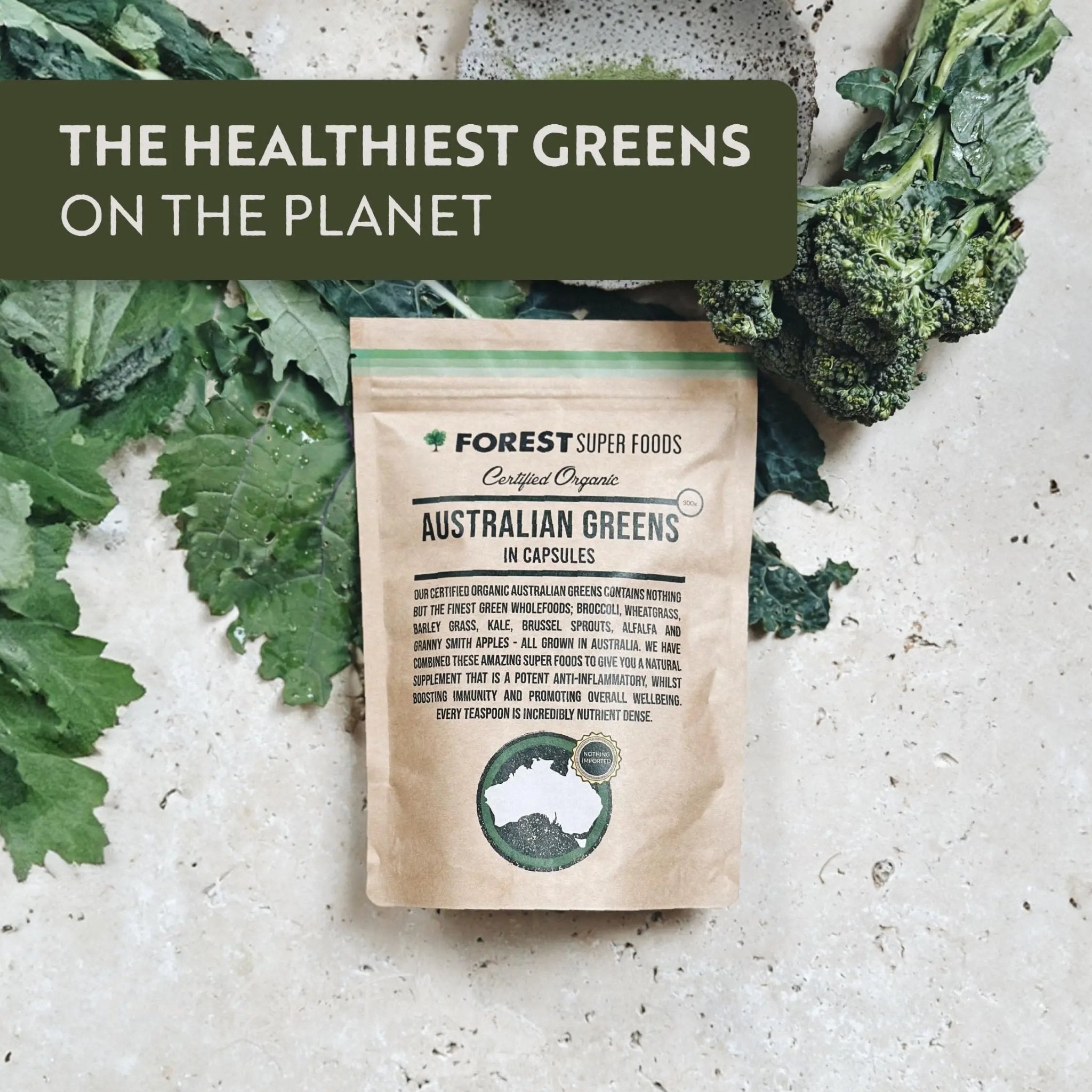 Certified Organic Australian Greens Whole Food Blend | 7 Incredible Whole Foods | No fillers or additives - TrustMedUSA