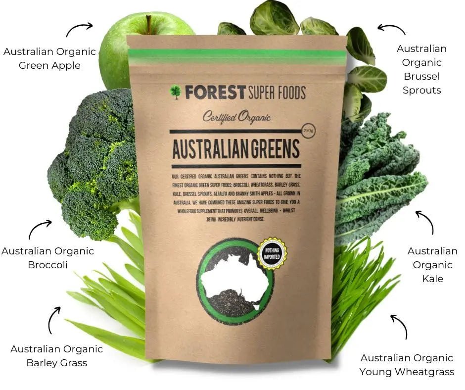 Certified Organic Australian Greens Whole Food Blend | 7 Incredible Whole Foods | No fillers or additives - TrustMedUSA