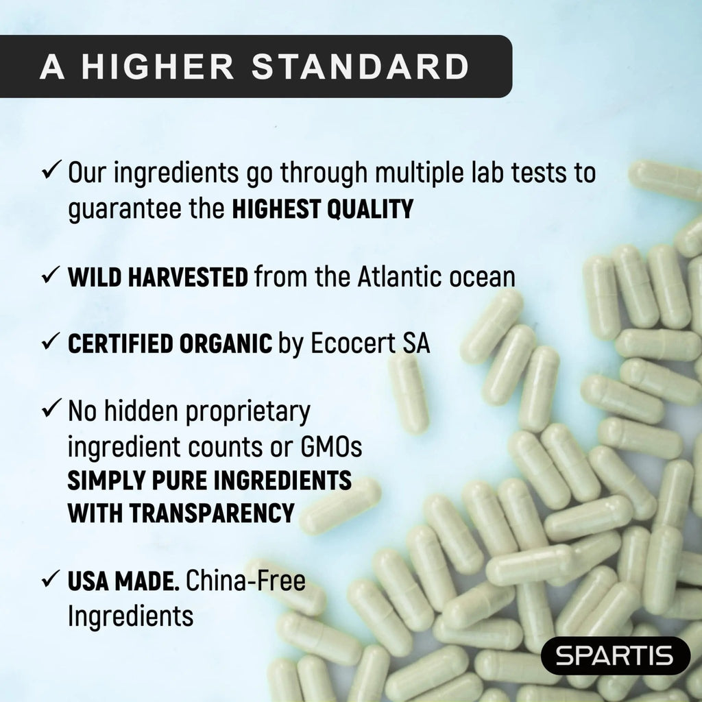 Certified Organic Sea Moss Capsules 2250mg Wildcrafted Irish Sea Moss Burdock Root - TrustMedUSA