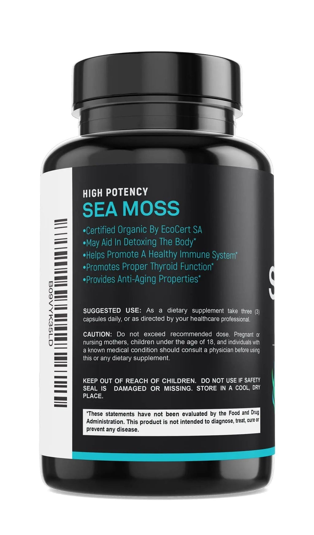 Certified Organic Sea Moss Capsules 2250mg Wildcrafted Irish Sea Moss Burdock Root - TrustMedUSA