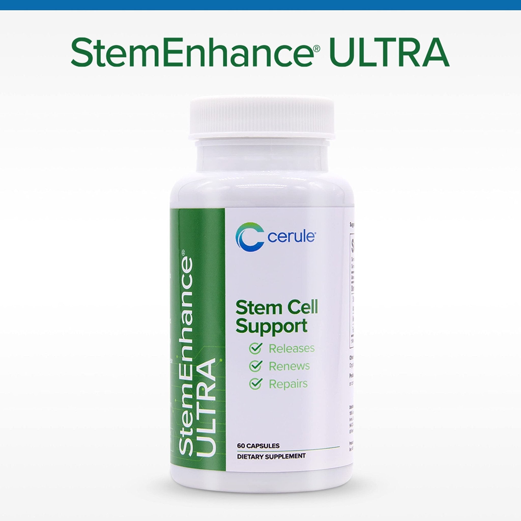 Cerule StemEnhance Ultra Natural Stem Cell Support Supplement – Freshwater Microalgae and Marine Macroalgae Extracts for Cellular Renewal, Immune Function, Energy, and Tissue Recovery – 60 Capsules - TrustMedUSA