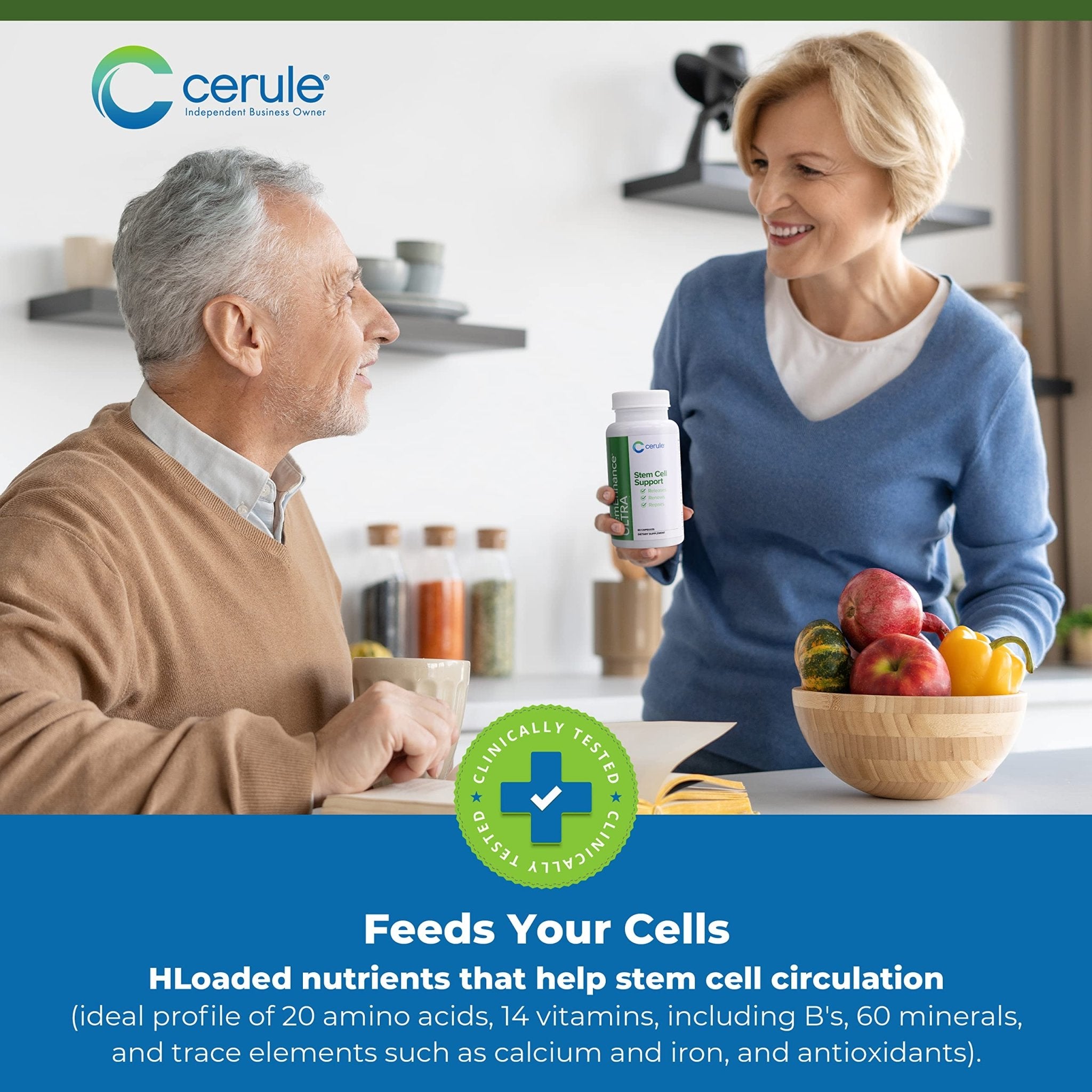 Cerule StemEnhance Ultra Natural Stem Cell Support Supplement – Freshwater Microalgae and Marine Macroalgae Extracts for Cellular Renewal, Immune Function, Energy, and Tissue Recovery – 60 Capsules - TrustMedUSA