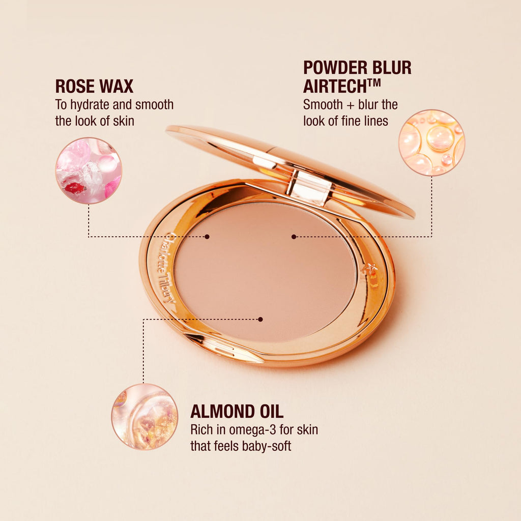 Charlotte Tilbury Airbrush Flawless Finish Setting Powder - Pore-Blurring Pressed Powder for Face Makeup to Minimize Shine with a Soft-Focus Finish - 1 Fair - TrustMedUSA