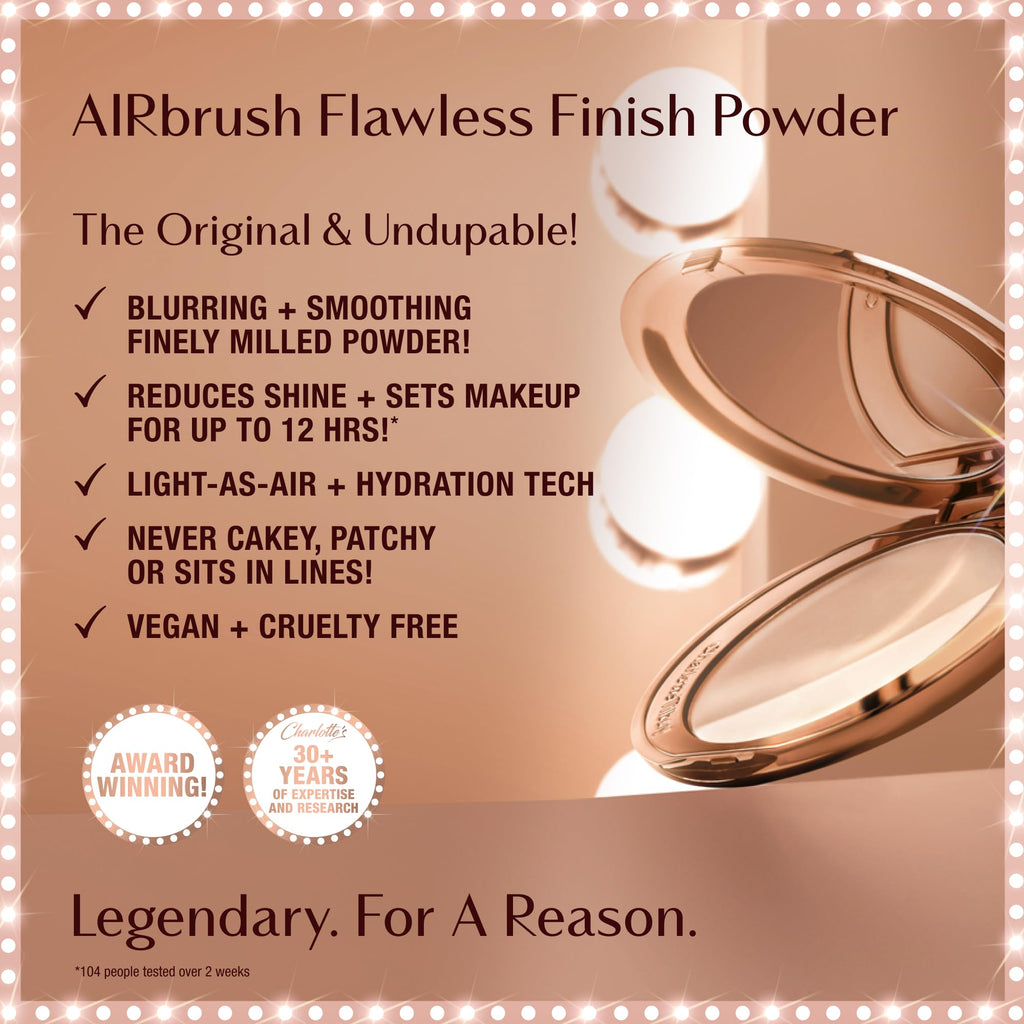Charlotte Tilbury Airbrush Flawless Finish Setting Powder - Pore-Blurring Pressed Powder for Face Makeup to Minimize Shine with a Soft-Focus Finish - 1 Fair - TrustMedUSA
