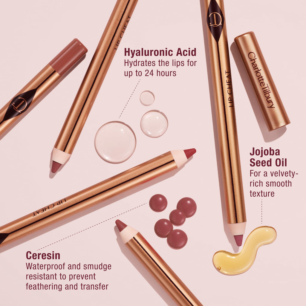 Charlotte Tilbury Lip Cheat Lip Liner Pencil - Gives Lips a Fuller-Looking, Defined Pout - Enriched with Jojoba Oil & Hyaluronic Acid - Waterproof, Smudge-Proof & Transfer-Proof - Pillow Talk Medium - TrustMedUSA