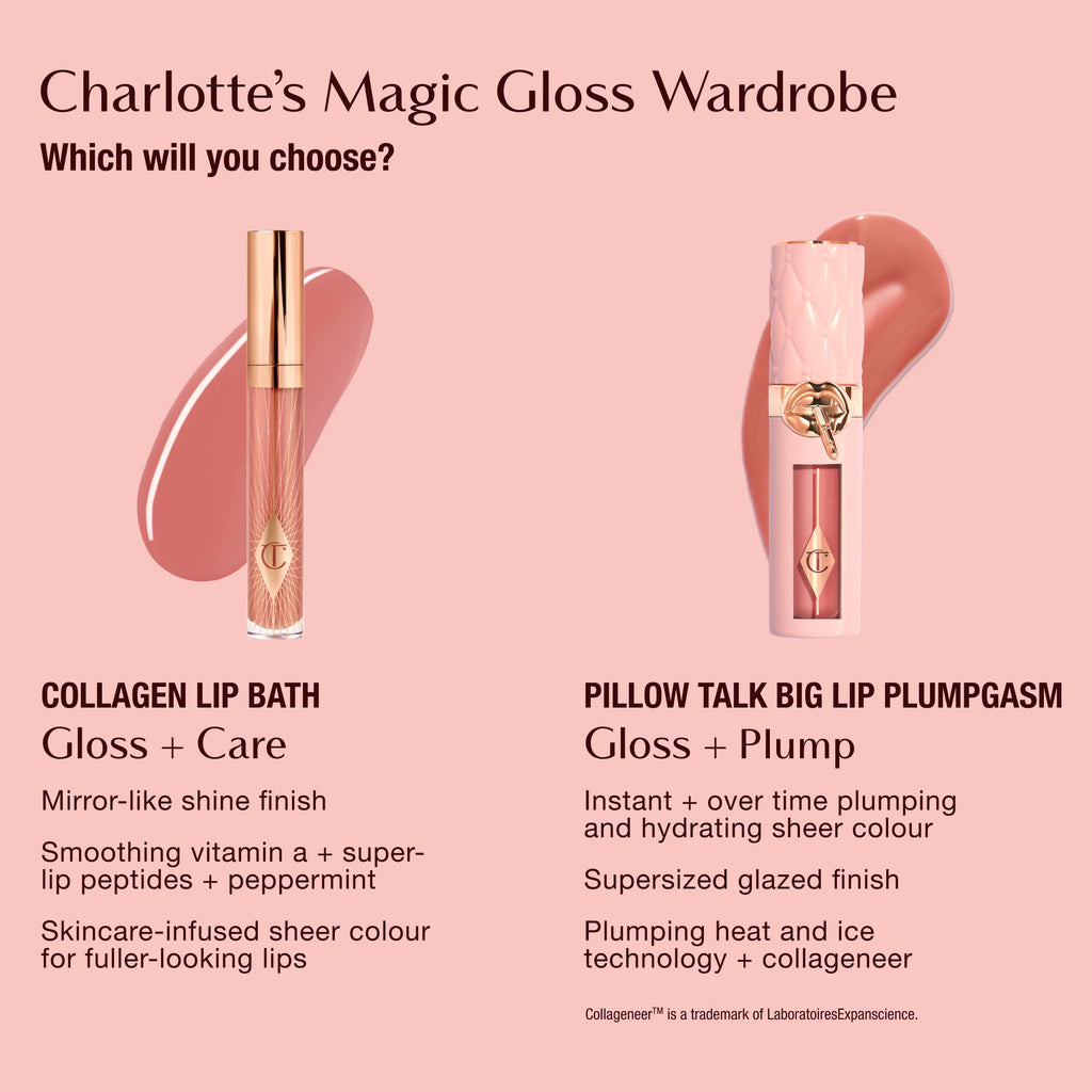 Charlotte Tilbury Pillow Talk Plumpgasm Lip Gloss - Hydrating Lip Plumper with Hyaluronic Acid & Plumpgasm Heat + Ice Technology for Juicy, Glossy Fullness - Fair/Medium - TrustMedUSA
