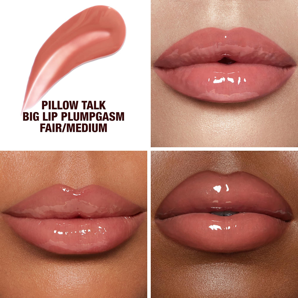 Charlotte Tilbury Pillow Talk Plumpgasm Lip Gloss - Hydrating Lip Plumper with Hyaluronic Acid & Plumpgasm Heat + Ice Technology for Juicy, Glossy Fullness - Fair/Medium - TrustMedUSA