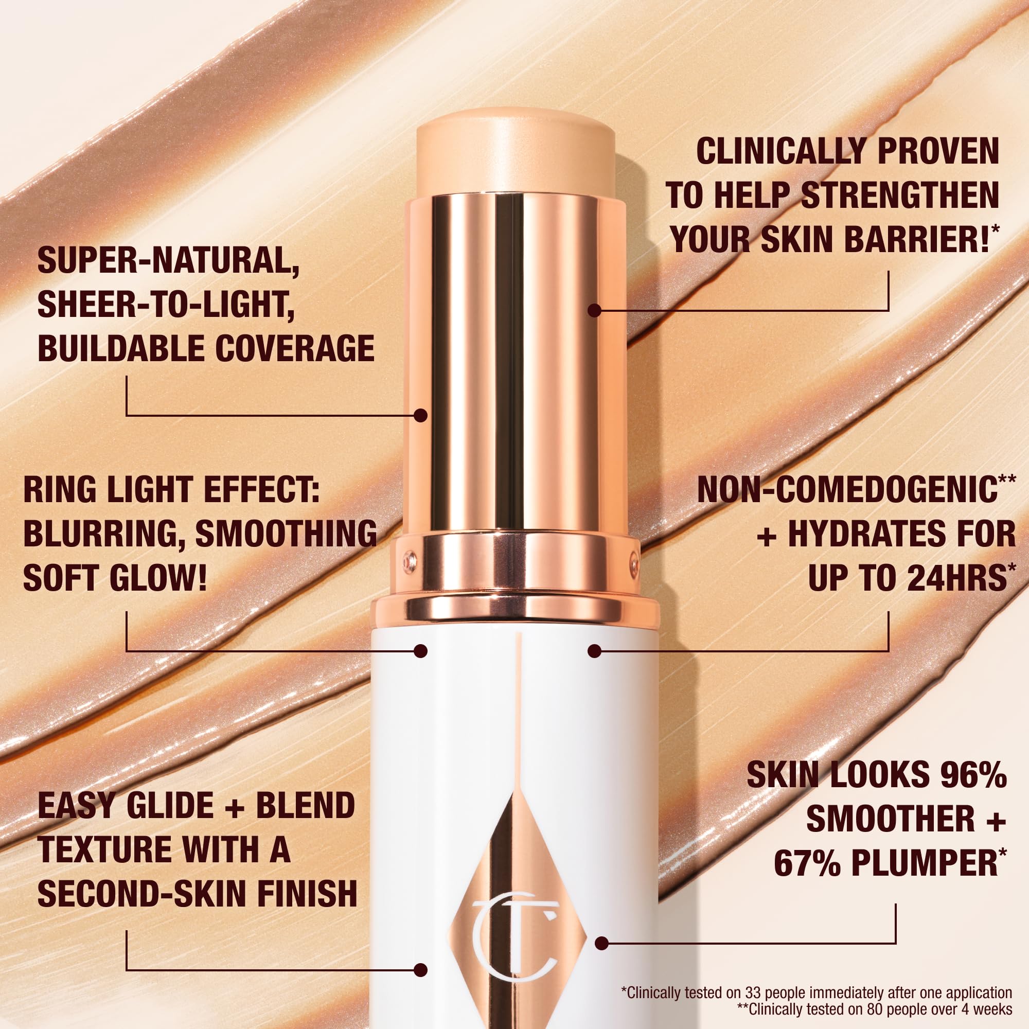 Charlotte Tilbury Unreal Skin Tint & Sheer Glow Hydrating Foundation Stick - Cream Foundation Makeup with Sheer-to-Light Coverage & a Buildable Formula - Blurring, Smoothing & Nourishing - 3 Fair - TrustMedUSA