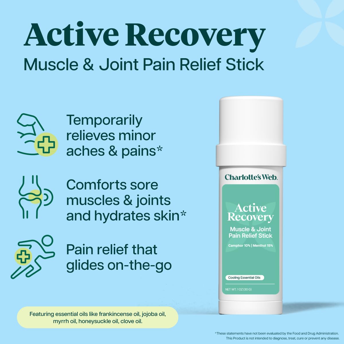 Charlotte's Web Active Recovery Muscle & Joint Pain Relief Stick 1oz - TrustMedUSA