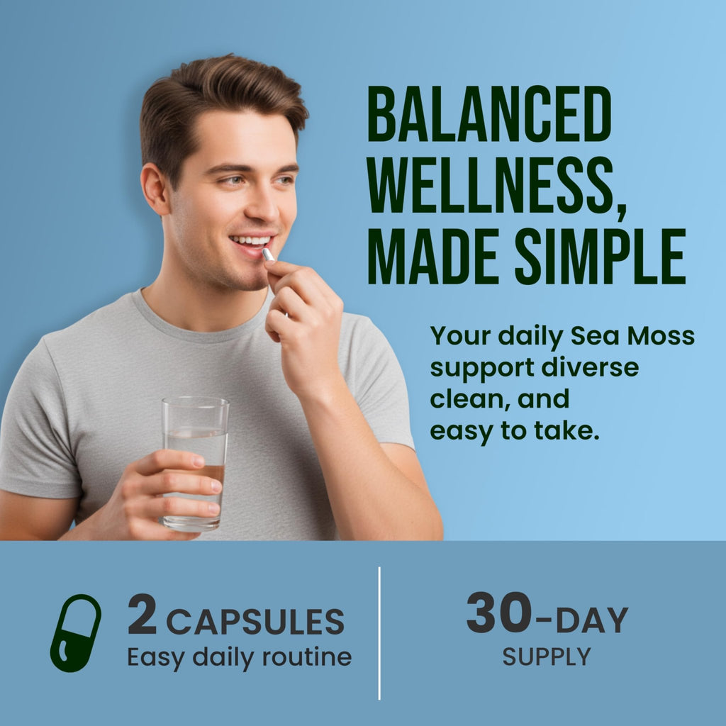 CHARMSVEDA Sea Moss Capsules with Ashwagandha, Bladderwrack & Burdock – Overall Wellness & Immune Support, Support Digestive & Gut Health* – 60 Vegan Capsules - TrustMedUSA
