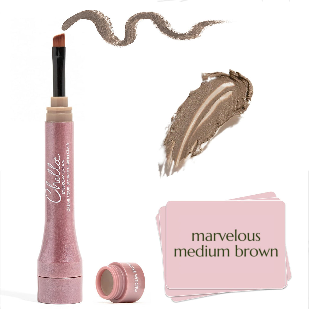 Chella Eyebrow Cream, Marvelous Medium Brown - Vegan, Cruelty Free, Paraben Free, Gluten Free Eyebrow Pomade Makeup - Long Wearing, Velvet Consistency, Water Proof - TrustMedUSA