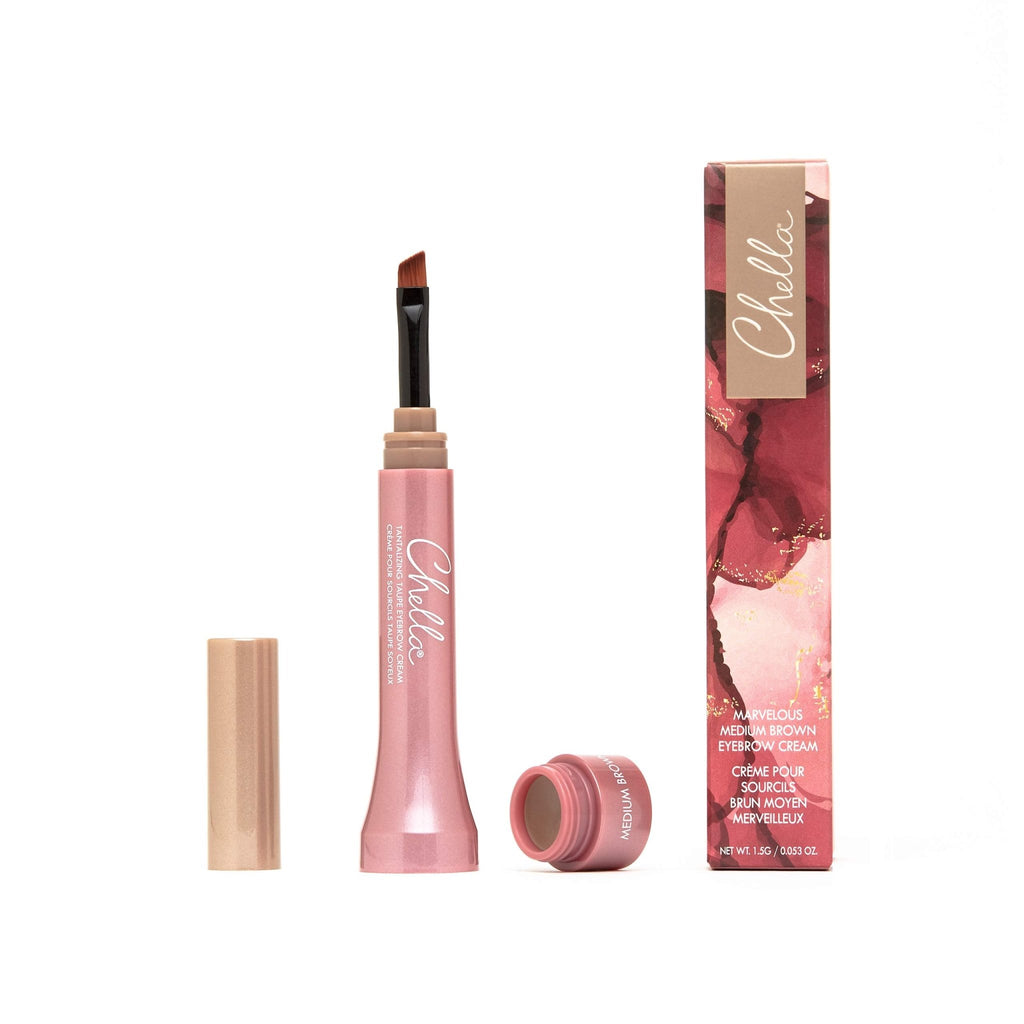 Chella Eyebrow Cream, Marvelous Medium Brown - Vegan, Cruelty Free, Paraben Free, Gluten Free Eyebrow Pomade Makeup - Long Wearing, Velvet Consistency, Water Proof - TrustMedUSA