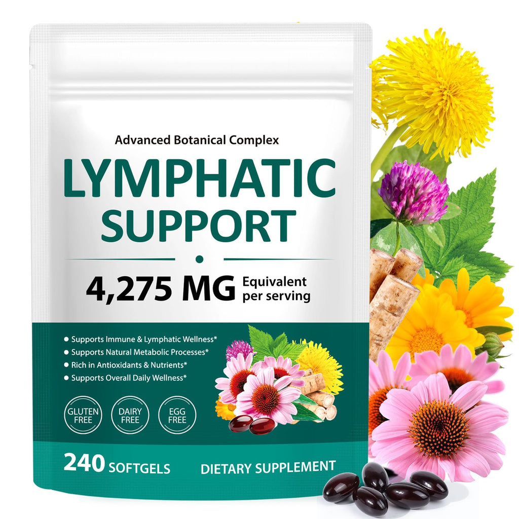 chenyayun Lymphatic Drainage Supplements, 240 Softfels, 21-in-1 Natural Herbal Blends with Echinacea, Dandelion, Burdock Root for Lymph System, Immune Support, Cleanse, Less Swelling/Bloating - TrustMedUSA