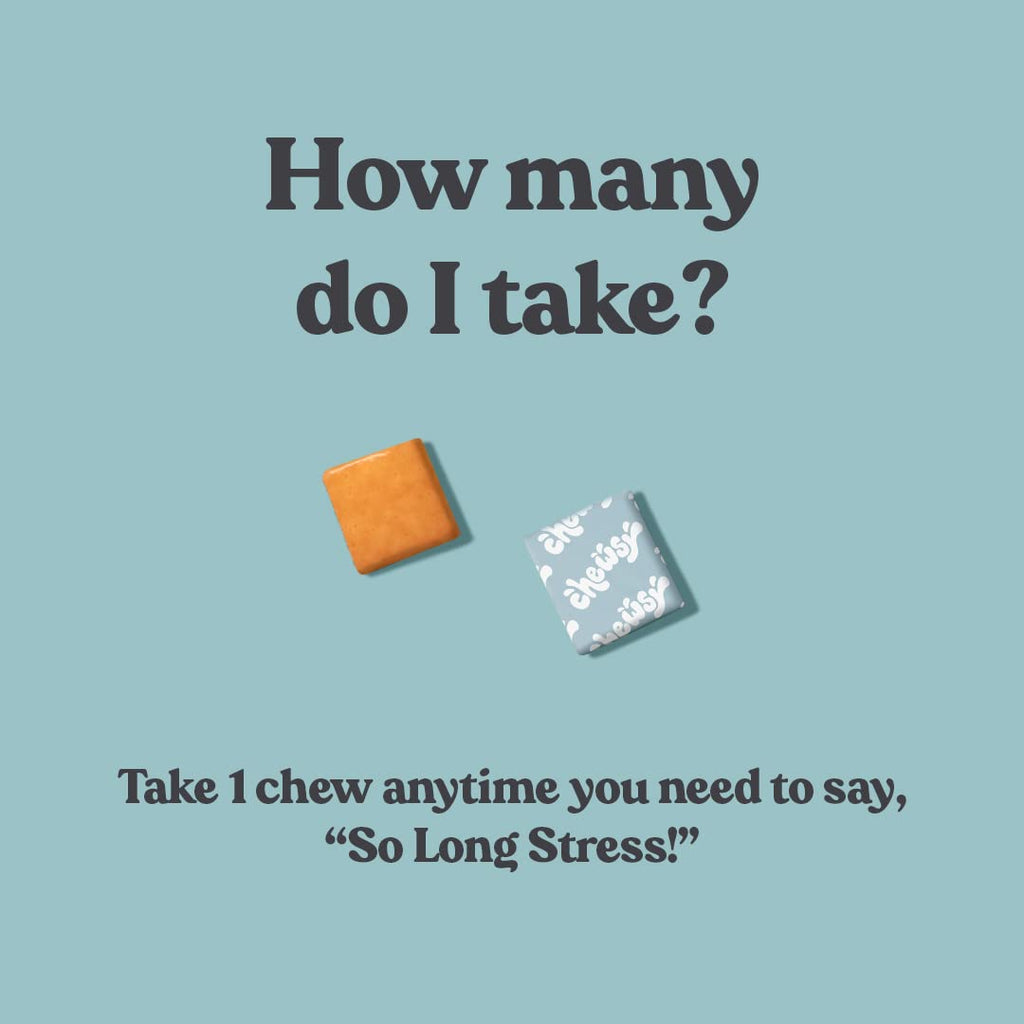 Chewsy So Long Stress, Calm Fruity Chews, Stay Calm & Focused. w/L-theanine, Amino Acid, GABA, Glycine, Tyrosine, Taurine & Magnesium. Non-GMO and Gluten-Free. Tropical Fruity Chews, 30-Day Supply - TrustMedUSA