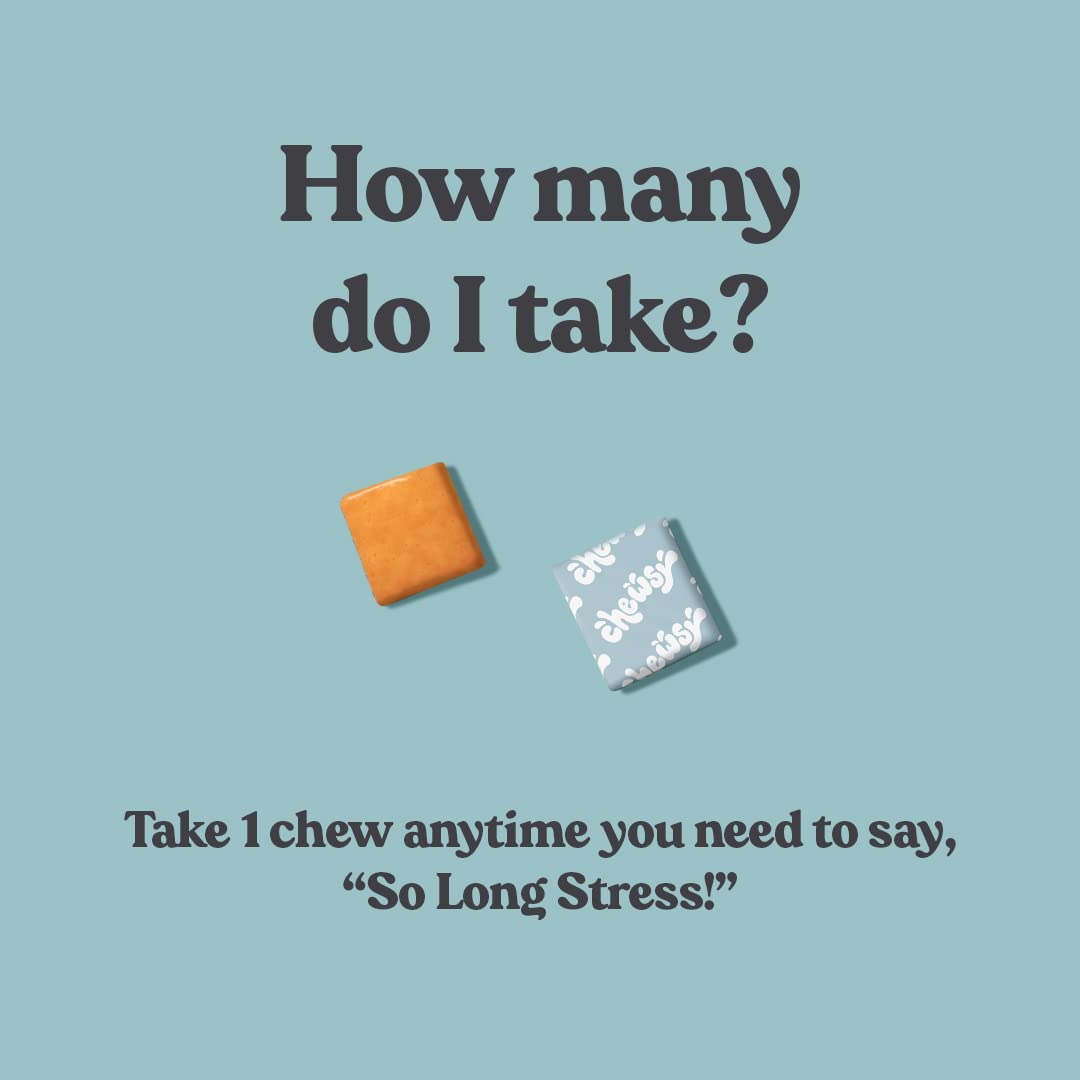 Chewsy So Long Stress, Calm Fruity Chews, Stay Calm & Focused. w/L-theanine, Amino Acid, GABA, Glycine, Tyrosine, Taurine & Magnesium. Non-GMO and Gluten-Free. Tropical Fruity Chews, 30-Day Supply - TrustMedUSA