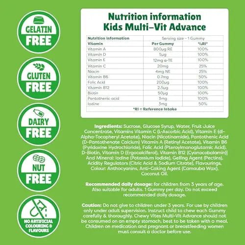 Chewy Vites Kids Multivitamin Advance 60 Gummy Vitamins | 11 Essential Nutrients - TrustMedUSA