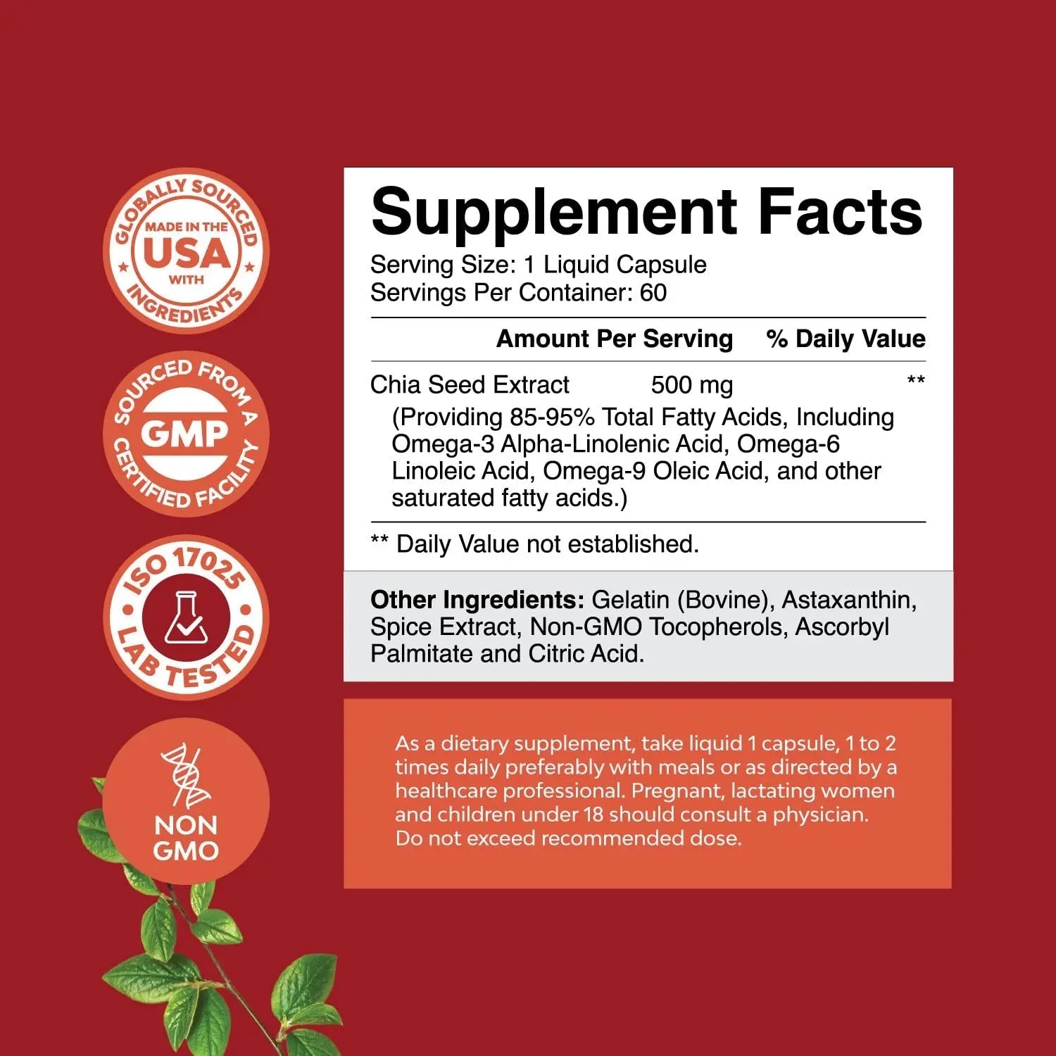 Chia Seed Oil Supplement for Weight Loss and Energy Natural Superfood Protein Metabolis - TrustMedUSA
