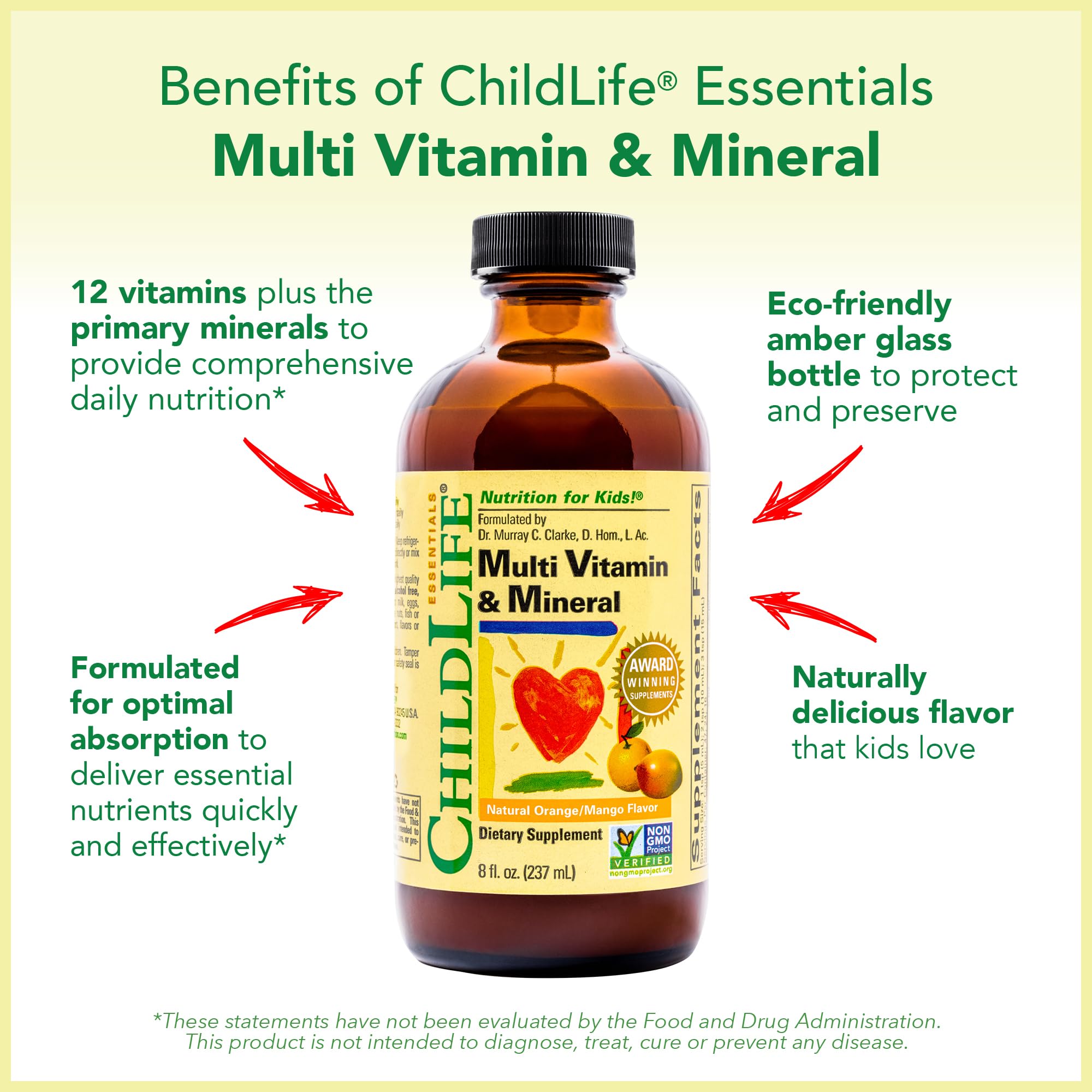 CHILDLIFE ESSENTIALS Kids Multivitamin & Mineral - Kids Vitamins, Liquid Multivitamin for Kids, Toddler Multivitamins, Liquid Vitamins, Baby Multivitamin - Natural Orange & Mango, 8 Fl Oz (Pack of 4) - TrustMedUSA