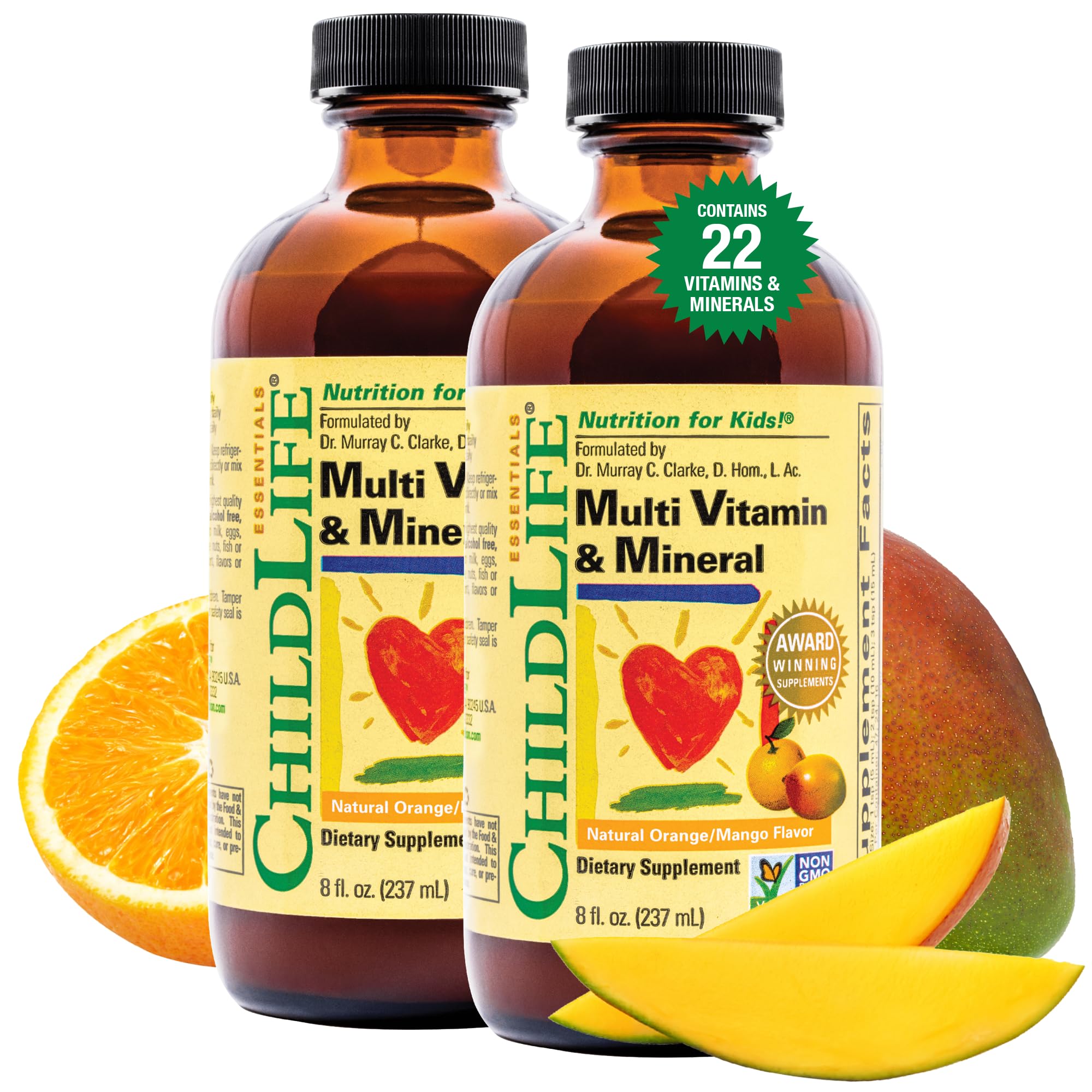 CHILDLIFE ESSENTIALS Kids Multivitamin & Mineral - Kids Vitamins, Liquid Multivitamin for Kids, Toddler Multivitamins, Liquid Vitamins, Baby Multivitamin - Natural Orange & Mango, 8 Fl Oz (Pack of 2) - TrustMedUSA