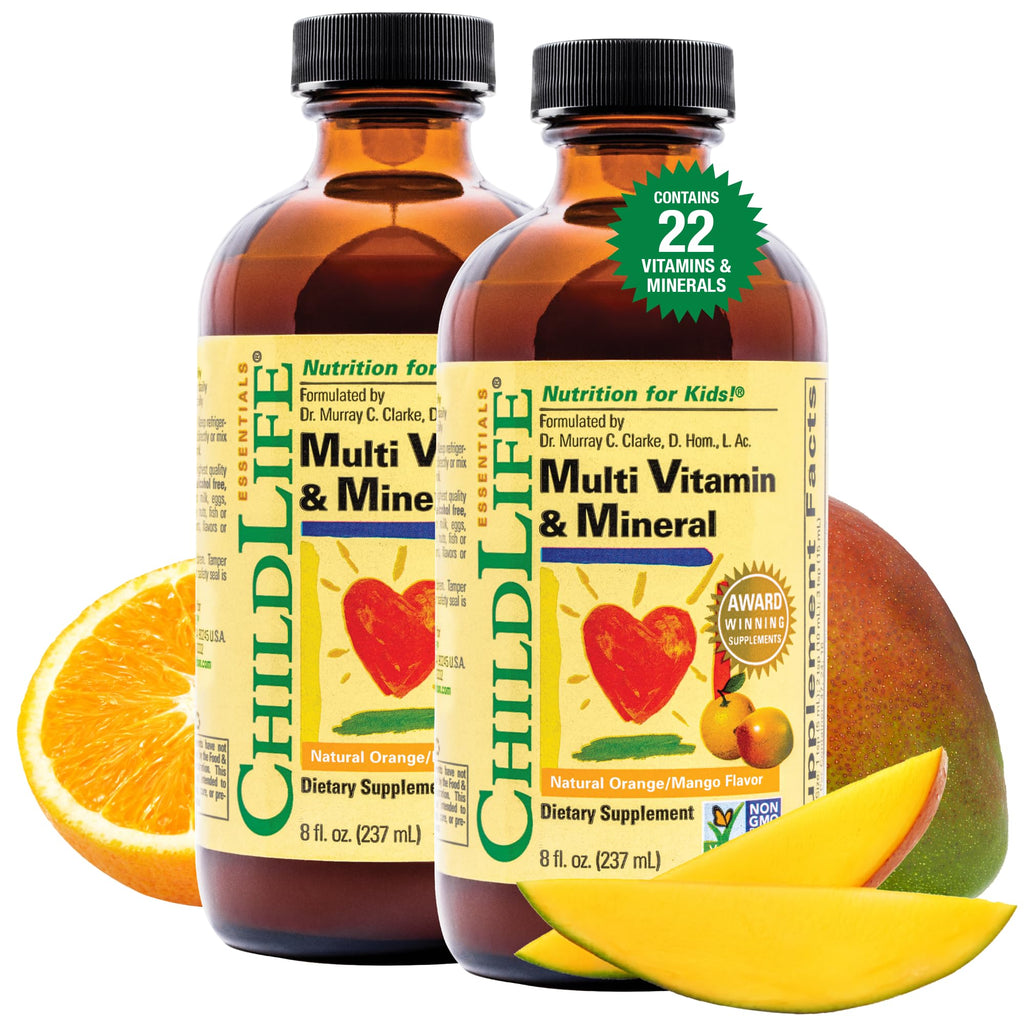 CHILDLIFE ESSENTIALS Kids Multivitamin & Mineral - Kids Vitamins, Liquid Multivitamin for Kids, Toddler Multivitamins, Liquid Vitamins, Baby Multivitamin - Natural Orange & Mango, 8 Fl Oz (Pack of 2) - TrustMedUSA