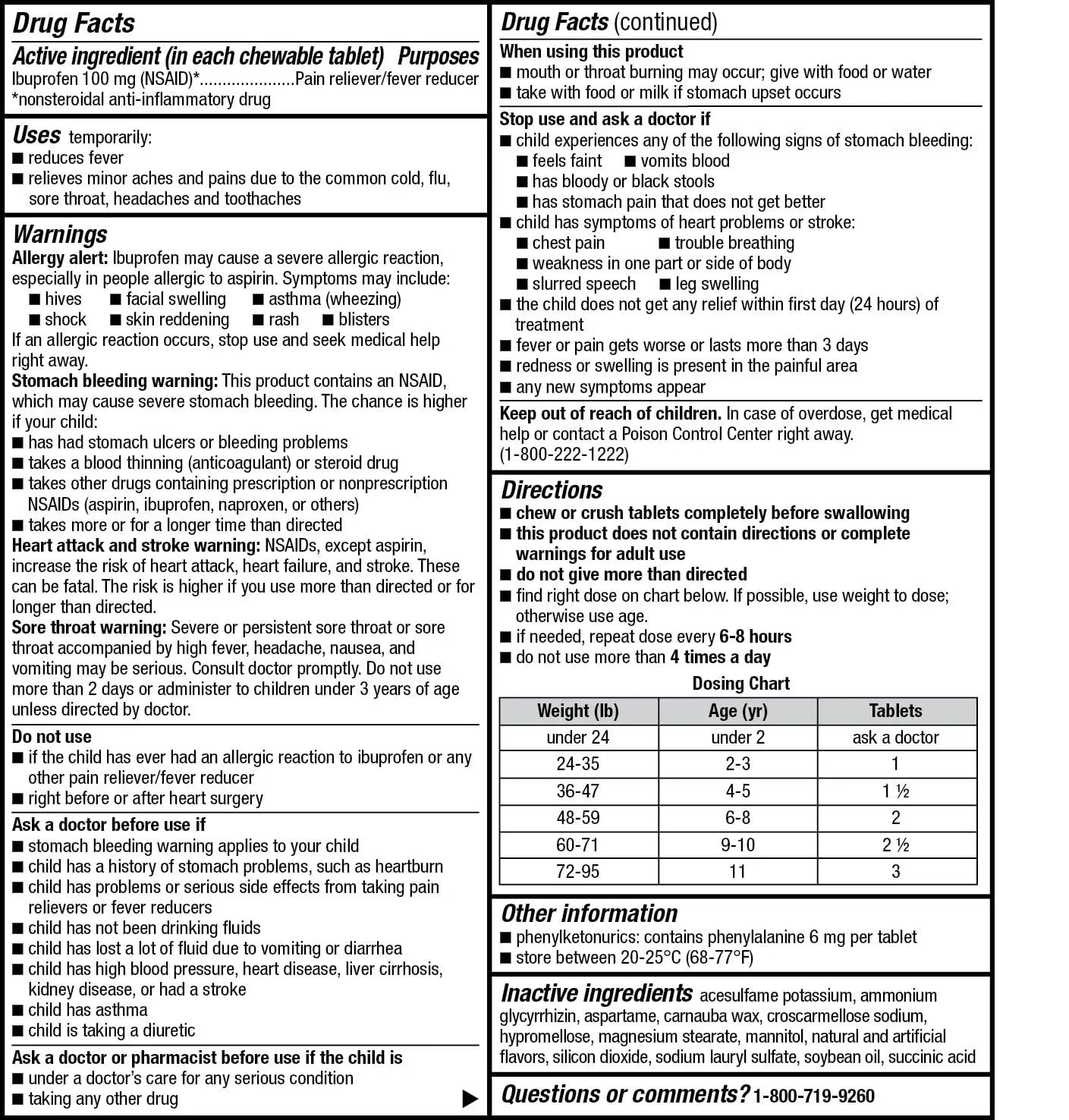 Childrens Ibuprofen Chewable Tablets, 100 mg, Orange Flavor, Pain Reliever and Fever Reducer, 24 Count - TrustMedUSA