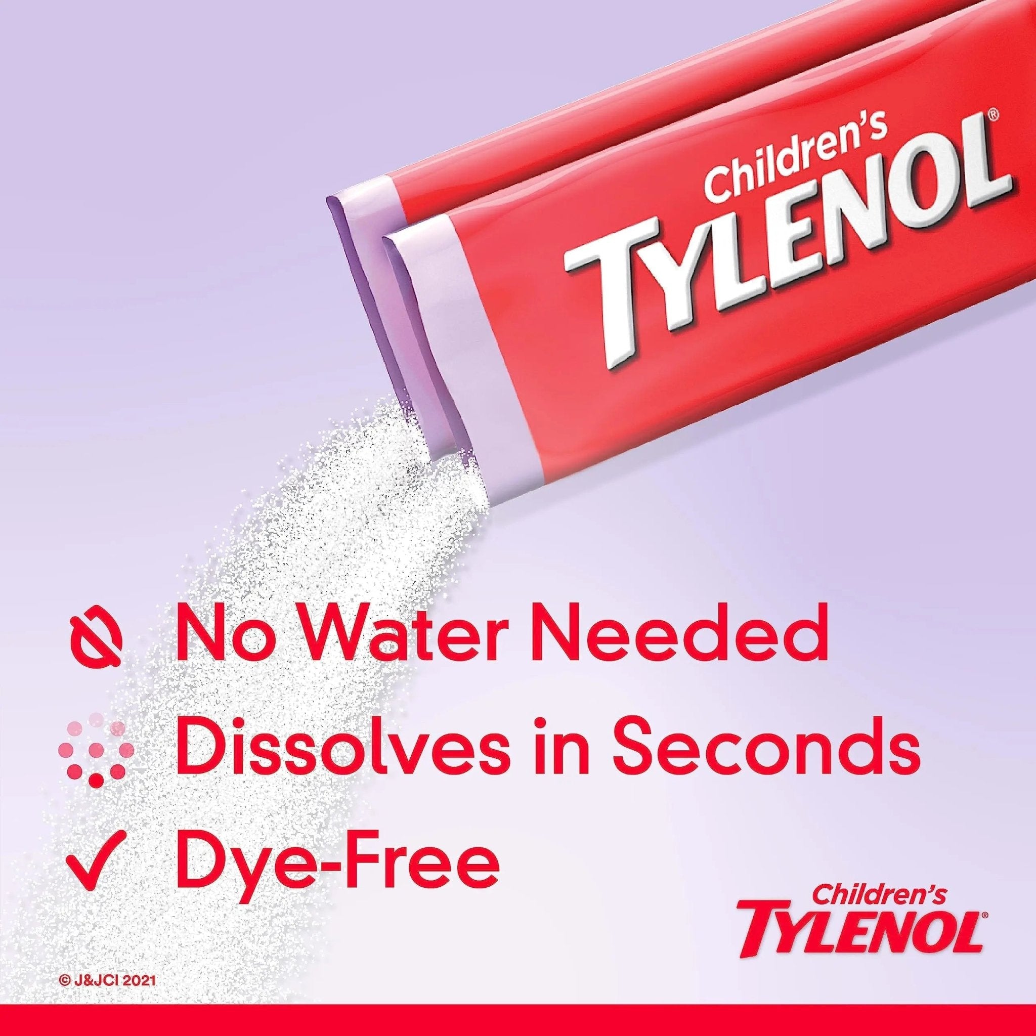 Children's Tylenol Dissolve Packs for Pain Relief, Fever Medication, 160 mg Acetaminophen, Dye Free, Kids' Powder Packets for Cold & Flu Symptom Relief; Wild Berry Flavor, 30 ct.; Pack of 1 - TrustMedUSA