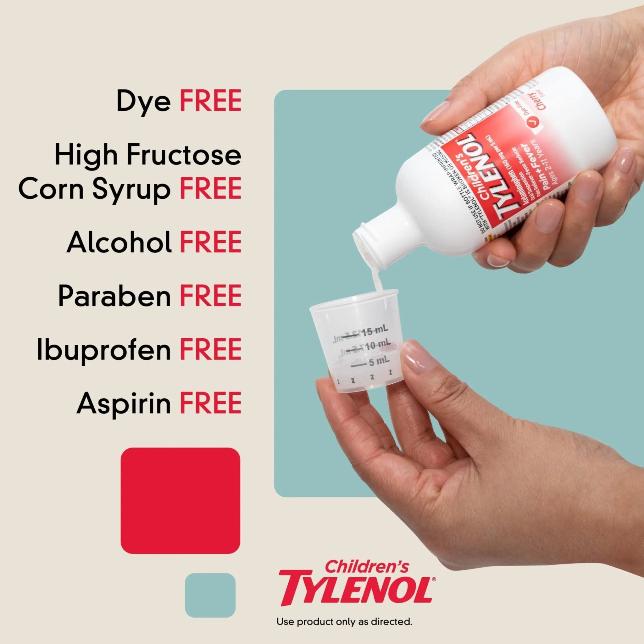 Children's Tylenol Liquid Pain Relief & Fever Medicine, Oral Suspension, Dye-Free, Acetaminophen, No Aspirin, No Ibuprofen, No High Fructose Corn Syrup; Cherry Flavor, 8 fl. oz.; Pack of 1 - TrustMedUSA