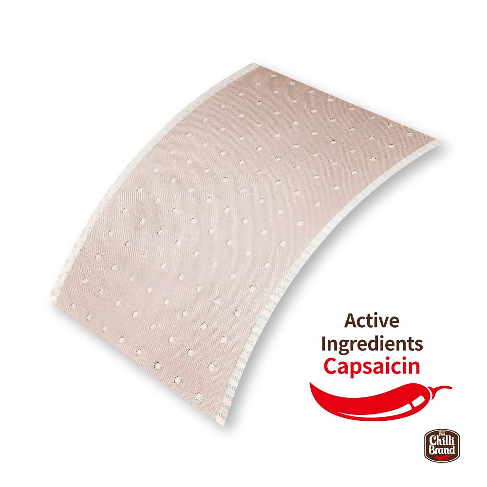 Chilli Brand Large Size Plaster Porous Capsicum Heat Patch for Arthritis & Back Muscle Knee Gout Neck Pain - Extra Strength Pain Relief Plaster, 7" x 4.5" (Size: L, 12 Sheets) - TrustMedUSA