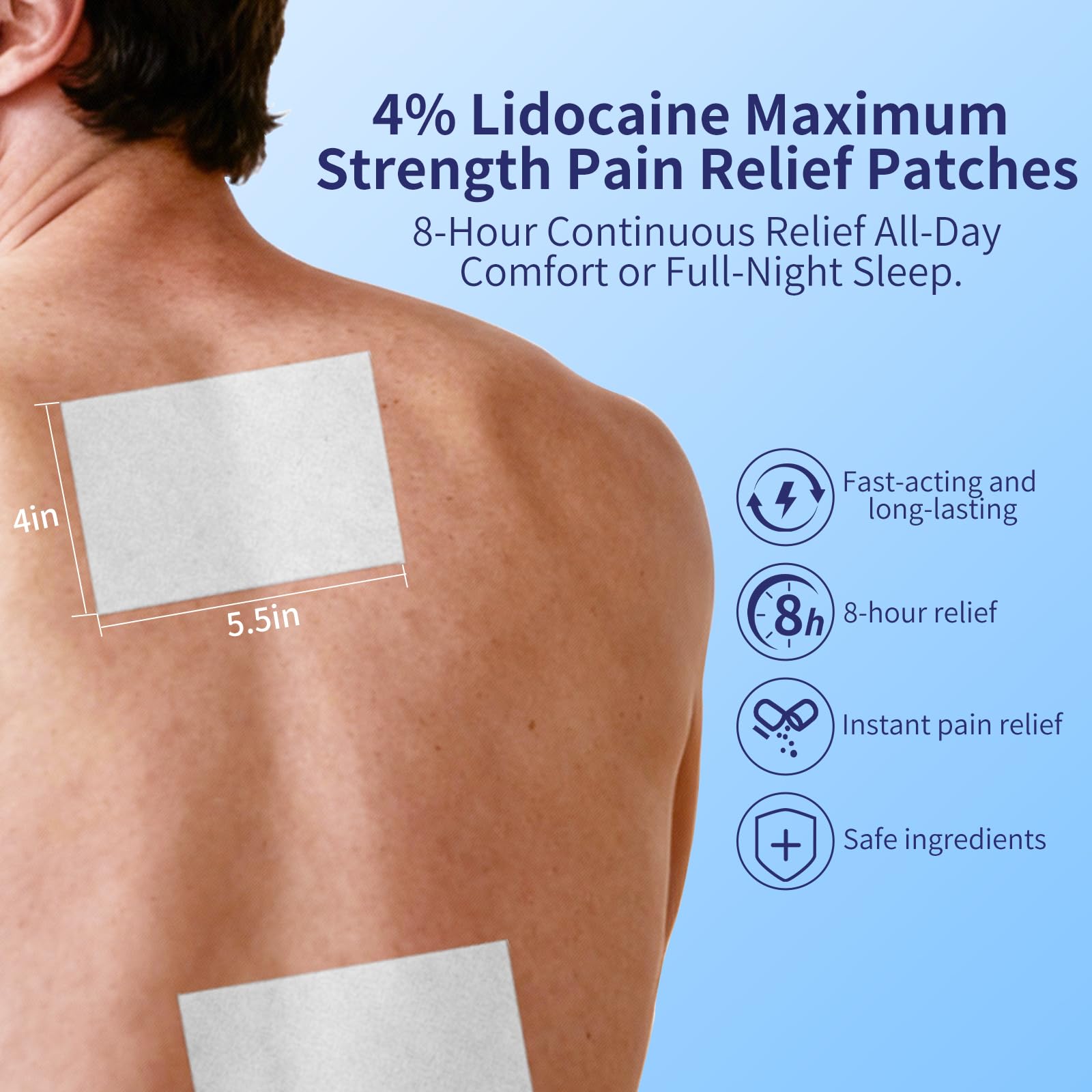Chimera GUARD 4% Lidocaine Pain Relief Patches (80ct) - F-SA/H-SA Eligible Maximum Strength Numbing Gel Patch for Muscle, Joint, Nerve, Sciatica Pain - Odorless, Stay-Put & 8-Hour Long Lasting - TrustMedUSA
