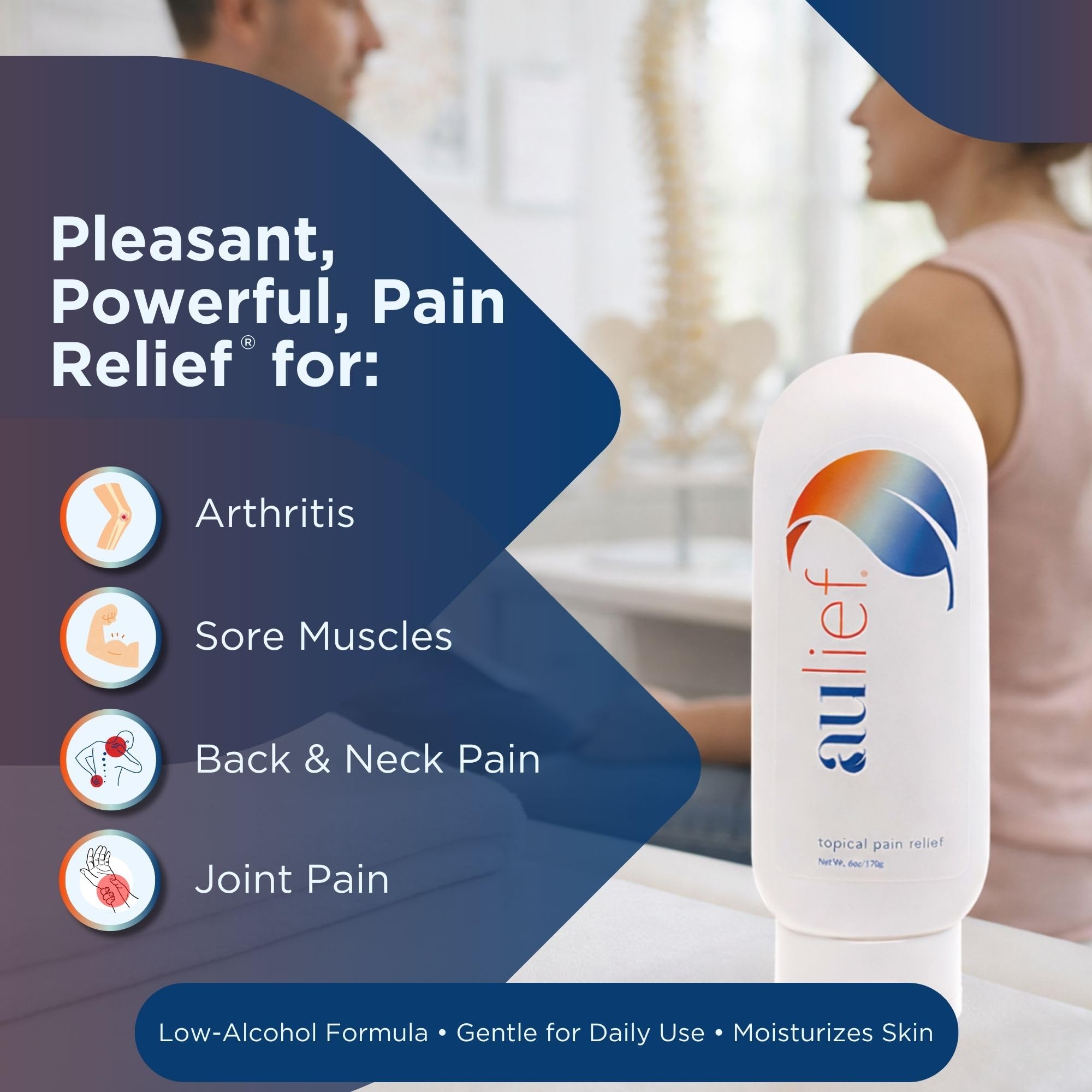 China-Gel Aulief Pain Relief Cream Arthritis & Muscle Rub for Sore Muscles & Joint Pain, Neck, Knee & Back Aches, Premium Mint Green Topical Gel, 6 oz Tottle - TrustMedUSA