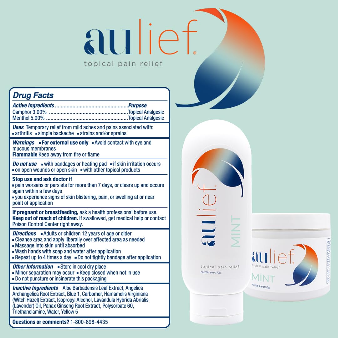 China-Gel Aulief Pain Relief Cream Arthritis & Muscle Rub for Sore Muscles & Joint Pain, Neck, Knee & Back Aches, Premium Mint Green Topical Gel, 8 oz Jar - TrustMedUSA