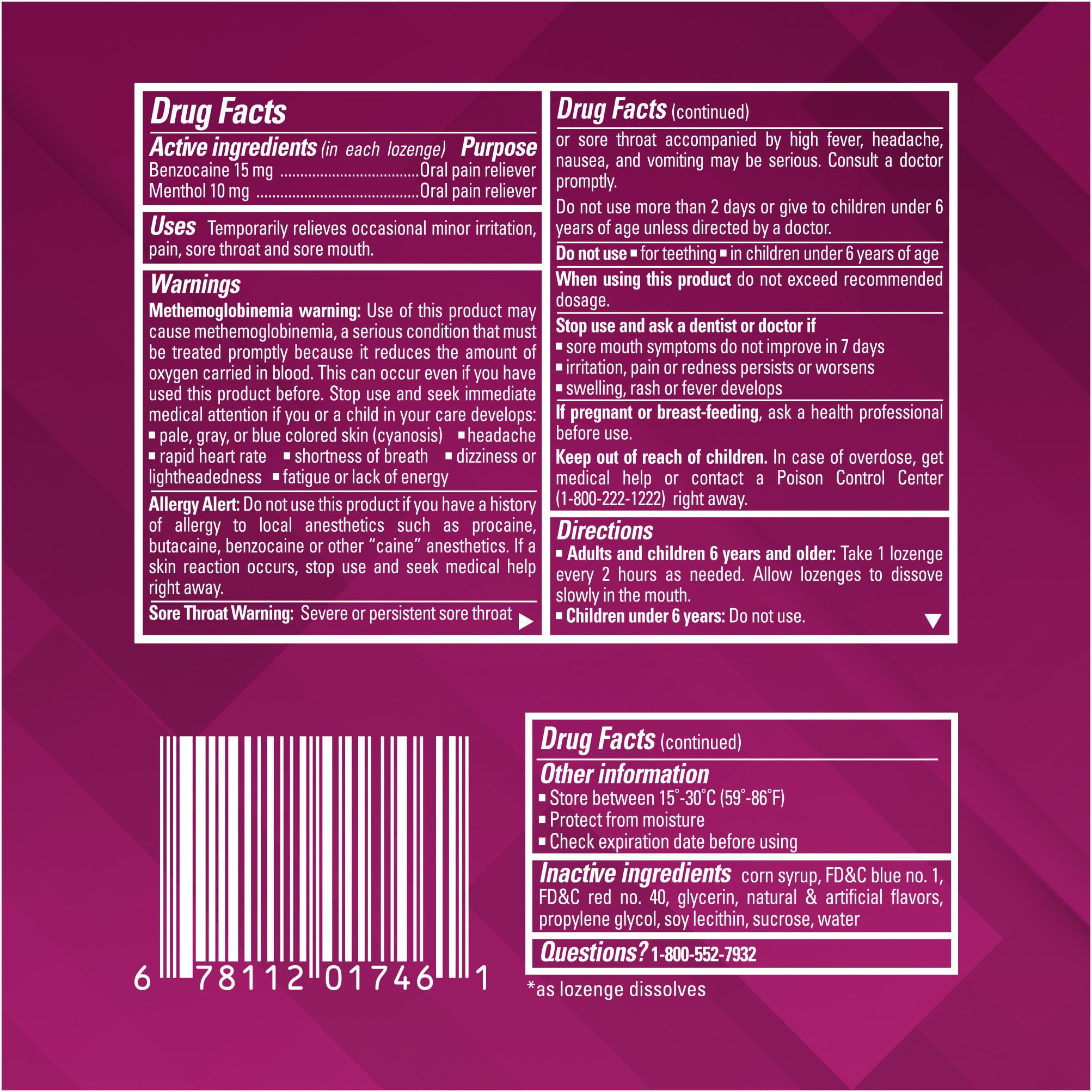 Chloraseptic Max Strength Sore Throat Relief Lozenges, Wild Berry, Drops with Liquid Center to Numb Sore Throat, 15 Count - Maple Wellness Supplements