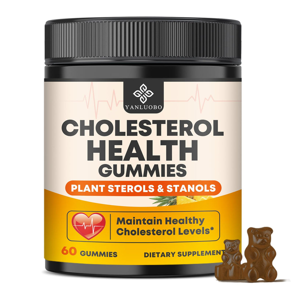 Cholesterol Supplements with 1200mg Plant Sterols & Stanols, Guggul, Bergamot, Red Yeast Rice, Cholesterol Complex Gummies Support Healthy Cholesterol Levels, Pineapple Flavor, 60 Counts - TrustMedUSA