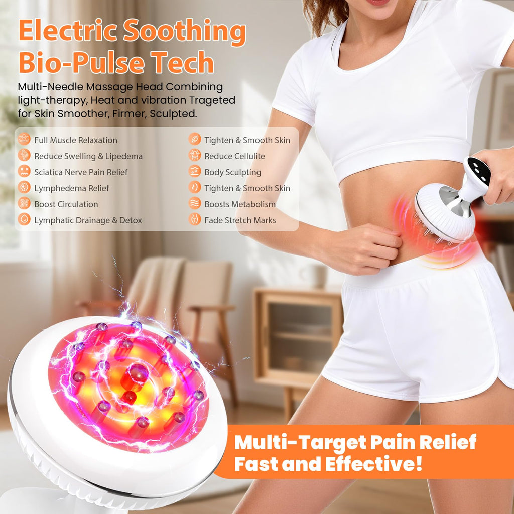 Choufaly Lymphatic Drainage Massager & Anti Cellulite Massage Tool, Helps Reduce Stretch Marks & Cellulite, for Legs, Arms & Belly, Body Sculpting Machine with Microcurrent & Light & Heat & Vibration - Maple Wellness Supplements