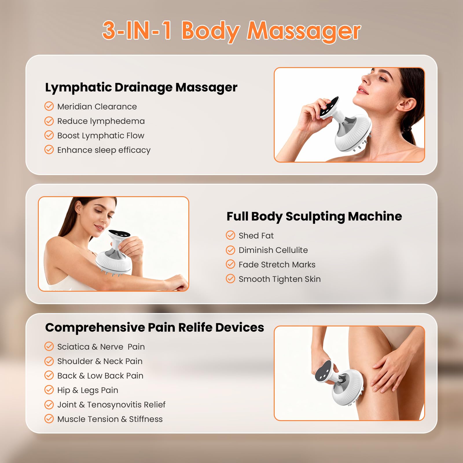 Choufaly Lymphatic Drainage Massager & Anti Cellulite Massage Tool, Helps Reduce Stretch Marks & Cellulite, for Legs, Arms & Belly, Body Sculpting Machine with Microcurrent & Light & Heat & Vibration - Maple Wellness Supplements