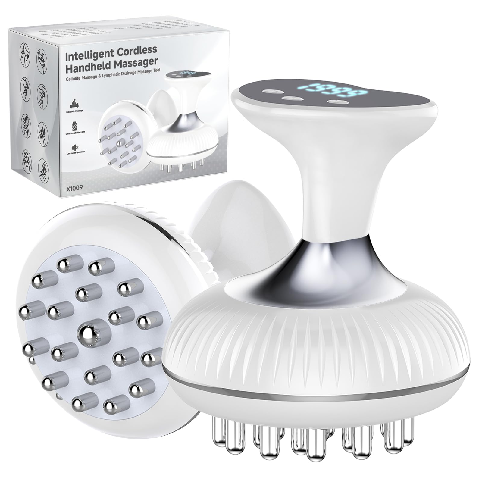 Choufaly Lymphatic Drainage Massager & Anti Cellulite Massage Tool, Helps Reduce Stretch Marks & Cellulite, for Legs, Arms & Belly, Body Sculpting Machine with Microcurrent & Light & Heat & Vibration - Maple Wellness Supplements
