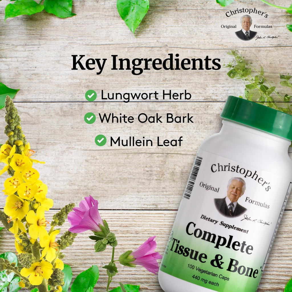 Christopher's Original Formulas Complete Tissue & Bone Formula – 100 VCaps | Herbal Support for Bones & Connective Tissue - Pack of 2 - TrustMedUSA