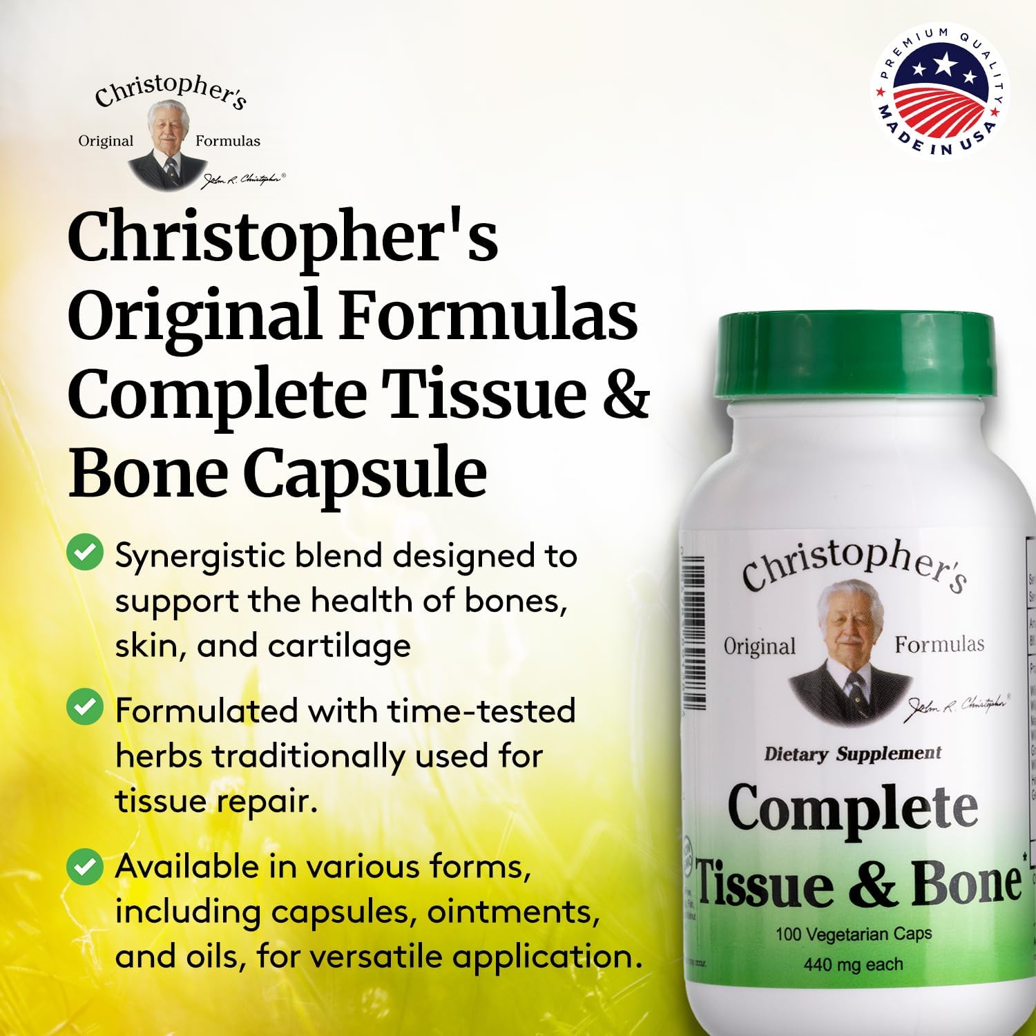 Christopher's Original Formulas Complete Tissue & Bone Formula – 100 VCaps | Herbal Support for Bones & Connective Tissue - Pack of 2 - TrustMedUSA