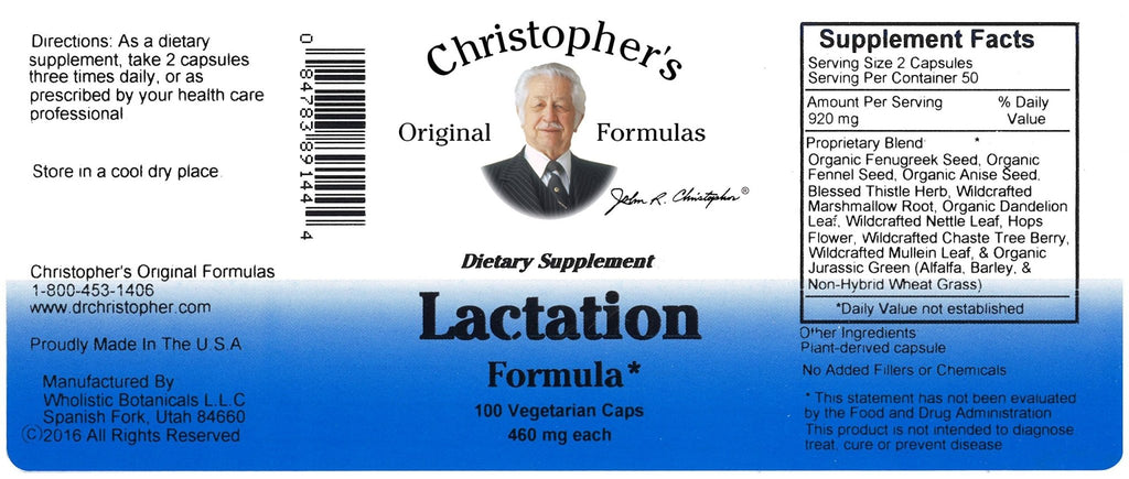 Christopher's Original Formulas Lactation Formula, 100 Capsules (Pack of 2) - TrustMedUSA