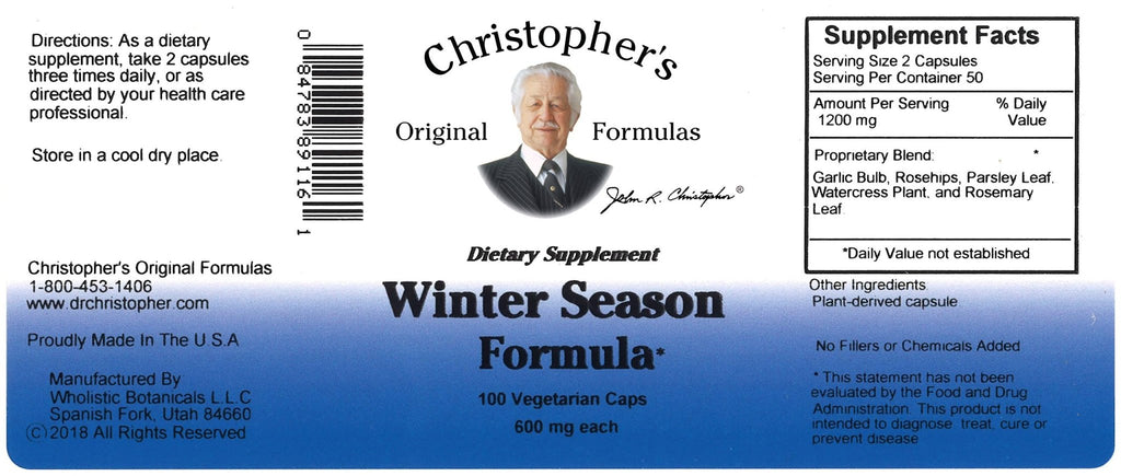 Christopher's Original Formulas Winter Season Formula, 100 Vegetarian Capsules - TrustMedUSA