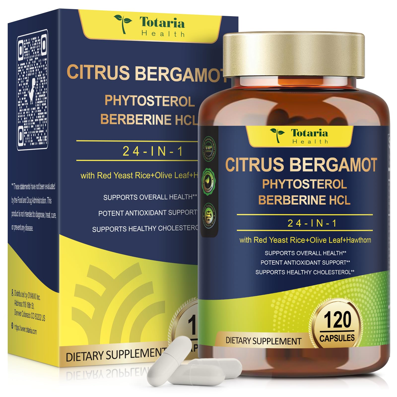 Citrus Bergamot Supplement for High Cholesterol - Italian Citrus Bergamot & Plant Sterols Stanols Natural Way to Balance Cholesterol Level, - TrustMedUSA