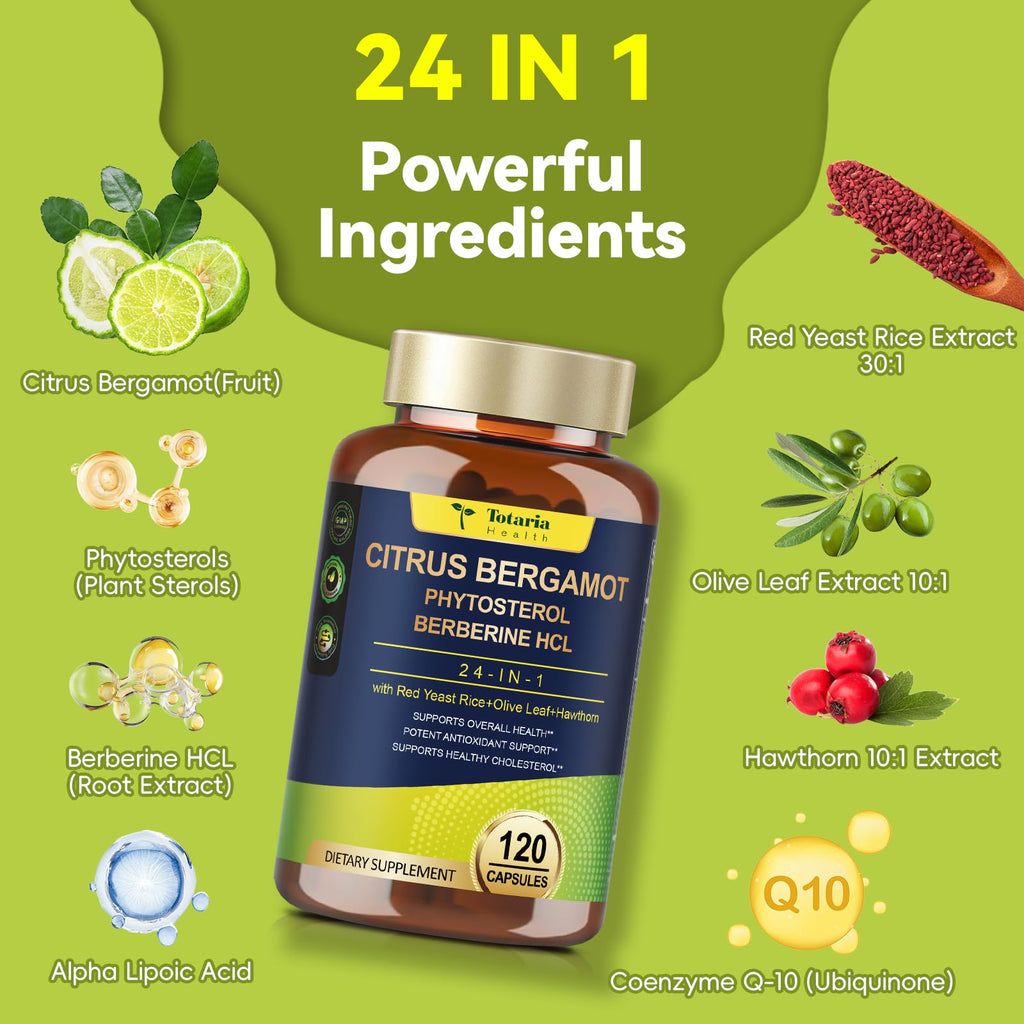 Citrus Bergamot Supplement for High Cholesterol - Italian Citrus Bergamot & Plant Sterols Stanols Natural Way to Balance Cholesterol Level, - TrustMedUSA